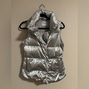 Athleta Downtown Silver Puffer Vest XS